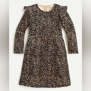 J. Crew Crewcuts Girls' ruffle-shoulder dress in leopard velvet - Sz 12